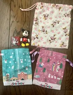 【Disney】ディズニーグッズ5点セット／巾着／キーホルダーのサムネイル