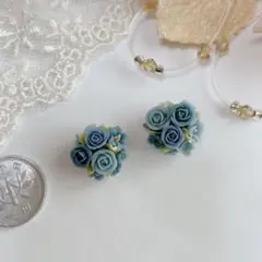 32 ブーケ　薔薇　ハンドメイド　花　デコ　ドール　パーツ　花　くすみ色