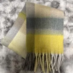 ウールマフラー イエロー グレー ベージュ