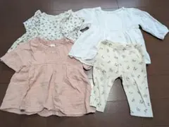 ベビー服4点セット（ホワイト・ピンク・花柄）