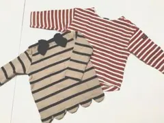 プティマイン　ボーダーTシャツ2点　80