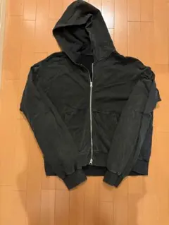 ZARA ヴィンテージ加工 ダブルジップパーカー ブラックのサムネイル