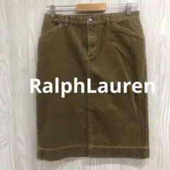 z-518 RalphLaurenカーキ コーデュロイ タイトスカート ひざ丈