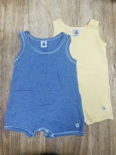 PETIT BATEAU ロンパース　ストライプ　袖なし　6m67cm 2枚