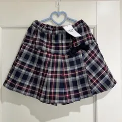 チェック柄フレアスカート（リボン付き）