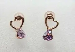 ハート型ピアス 紫色ストーン付き　中古　消毒済み