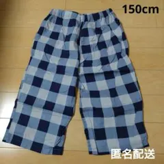 青と白のチェック柄 ハーフパンツ 100cm
