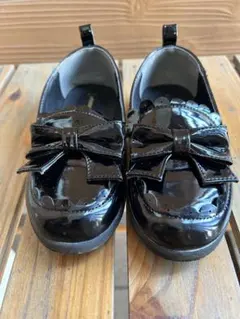 黒いリボン付きローファー 18.0cm