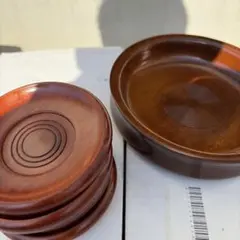 天然木製　菓子器　茶托のセット　昭和レトロパーツ