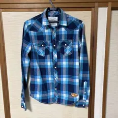 AEROPOSTALE 青系チェック柄 長袖シャツ XS ウエスタンシャツ