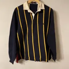 90s ナイガイ製 ポロラルフローレン 縦ストライプ ラガーシャツ メンズ L