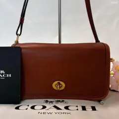 【美品】オールドコーチ 17994 ターンロック ショルダーバッグ レザー 茶
