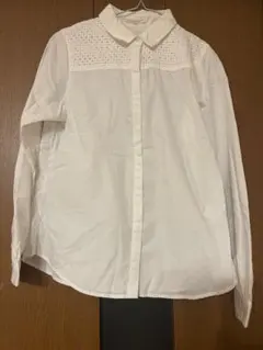 earth music&ecology ホワイト レースディテール 長袖シャツ