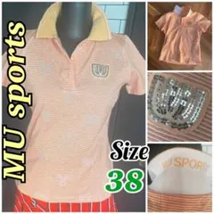 MU SPORTS美品✨サイズ38レディースゴルフポロシャツオレンジボーダーのサムネイル