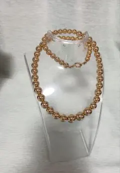 ゴールドビーズチョーカーとブレスレットセット