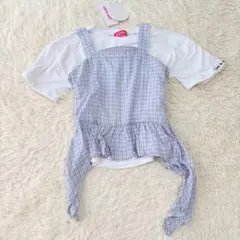 LOVE RABBY チェック柄 ベスト Tシャツ 2点セット 140cm
