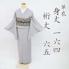 ☆605mk79☆夏物 絽 江戸小紋 鮫柄 ややふくよかサイズ 夏着物 紫☆美