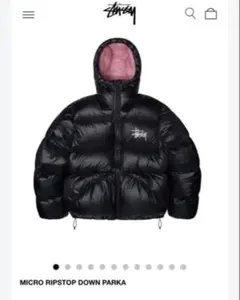 Stussy MICRO RIPSTOP DOWN PARKA ブラック/ピンク