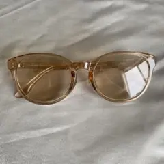 JINS クリアピンクベージュ ラウンド型メガネ サングラス　ケース付き