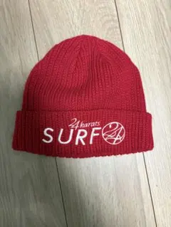 24karats レッド ニット帽 SURF刺繍のサムネイル
