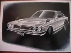 額装イラスト スカイライン ハコスカ 15号車 - メルカリ