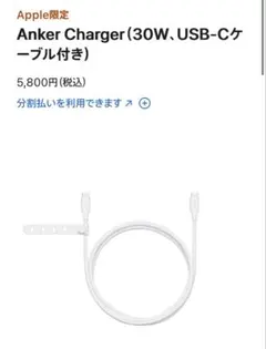 純正　Apple Store購入品　Anker タイプC ケーブル　1.5m