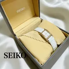 SEIKO 1F21-0BFO スクエアゴールド　ローマンドレス腕時計　箱付　白のサムネイル