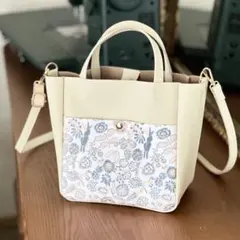 クロスステッチ❤︎本革持ち手トートバッグ サモイロフ ハンドメイド