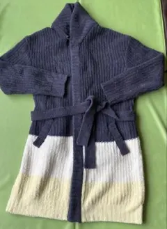 ジェラートピケ　ふわもこ　バスローブ ネイビー・ホワイト・イエロー