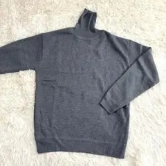 新品✴️メンズ 裏起毛 セーター タートルネック 防寒 シンプル グレー Lのサムネイル
