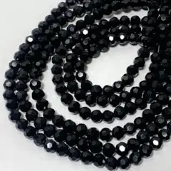 bm430/SALE！ガラスビーズ◇多面カット　ブラック　3連