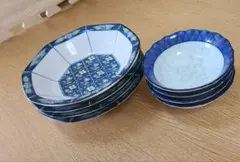 美濃焼　8枚セット　西洞窯　取り皿　食器　中皿4枚　小皿4枚　昭和レトロ