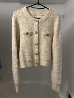 H&M アイボリー クロップドカーディガン