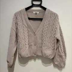 ピンクラテMサイズ　ケーブルニット 編み カーディガン