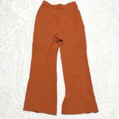 【新品 タグ付き】 ワイドパンツ オレンジ S 無地 スリット おしゃれ 衣装
