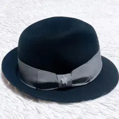 クリスティーズ メタルクラウン ウール リボン 中折れハット フリーサイズ 黒