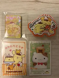 ポムポムプリンいちご新聞アクリルマグネット　カード2枚シール1枚セット
