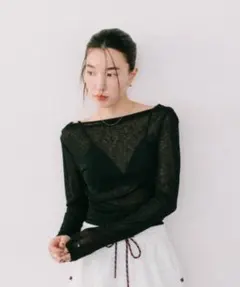 DRWCYS 新品　ドレープシアーカットソー　ブラック / Fのサムネイル
