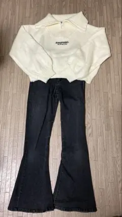 アナップ　ニット　ジーンズ　セットアップ