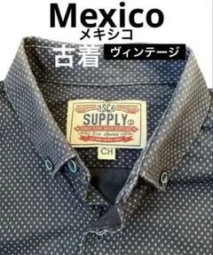 希少メキシコ製　星型総柄プリント古着ヴィンテージ シャツSUPPLY