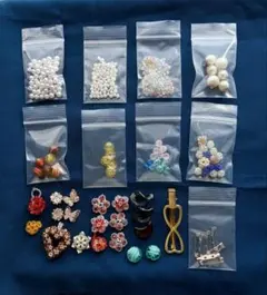 ビーズ＆パーツ 大容量まとめ売り！手作りモチーフ・金具付き