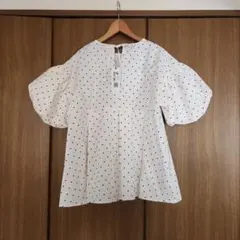 新品 coca ドット柄 パフスリーブ ブラウス アイボリー M