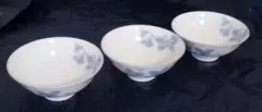 (TYOg169)光峰　青い花模様の飯碗3個セット