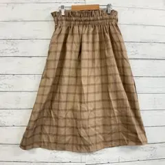 ikka キッズ チェック 膝丈スカート 150 ウエストゴム フレア 女の子