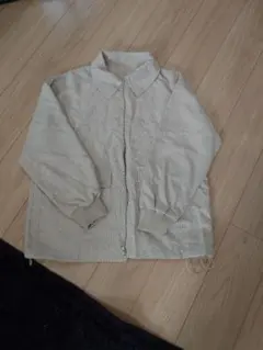 Lサイズ ストライプ柄 ベージュ ジップアップジャケット