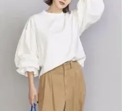 BEAUTY&YOUTH ピマコットン　ボリュームスリーブ　プルオーバー