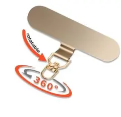 (新品)超薄型 ステンレス製 スマホストラップホルダー ゴールド 360°回転式