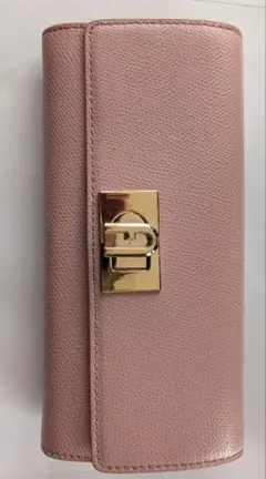 ピンク レザー 二つ折り財布