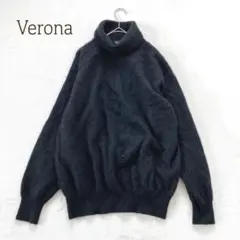 ベローナ タートルネック　ニット　カシミヤ100% 黒（L）　ゆったり　大きめ