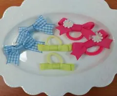 リボン付きヘアゴム４個&ヘアピン２個セット